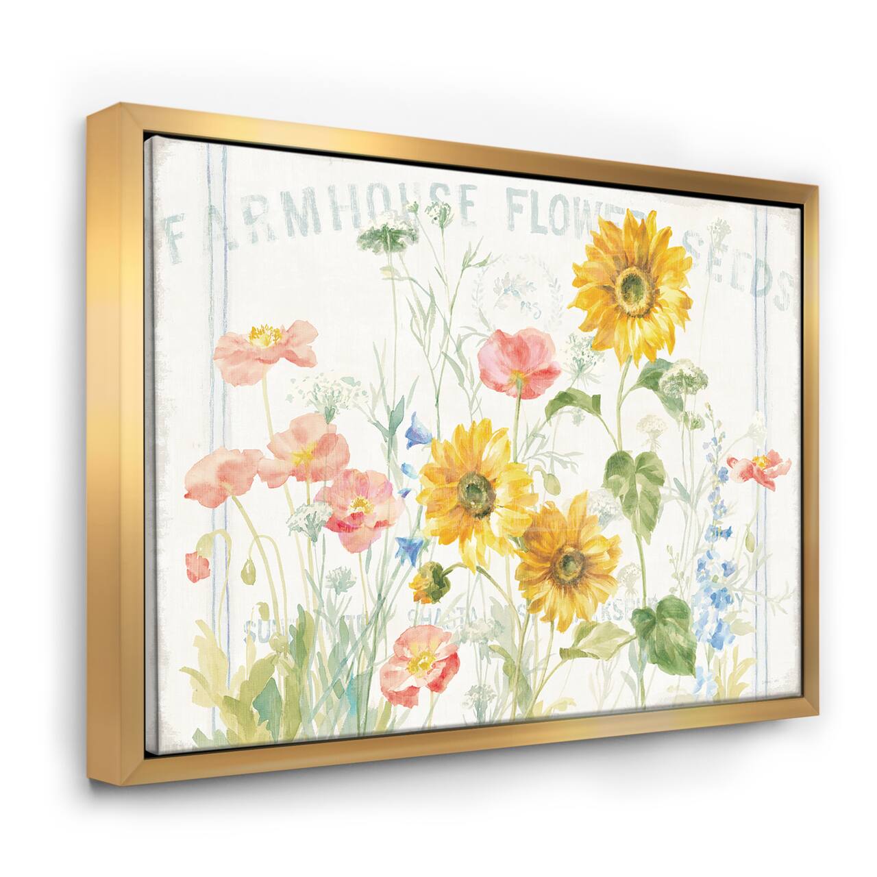 Designart - Floursack Florals I - Floral & Botanical Canvas in Gold Frame